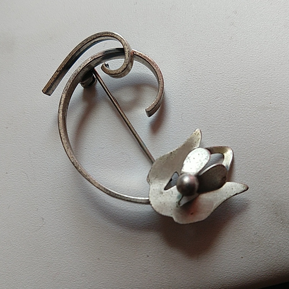 Wonderful beau sterling silver 925 dog brooch pin etch outline vintage - Picture 2 of 7